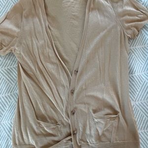 J. Crew Short Sleeve Cardigan, Gold, Size M